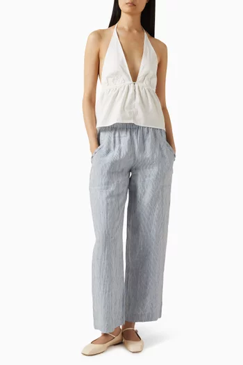 Button Halter Top in Linen