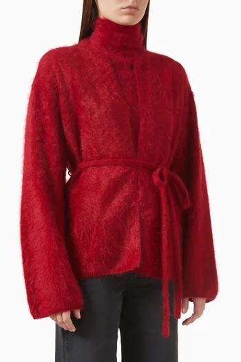Belted Cardigan in Brushed Cashmere