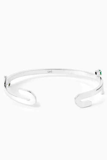 سوار مفتوح بكلمة حب مرصعة بالزمرد فضة إسترلينية