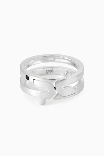 خاتم بتصميم حرف "الجيم" فضة إسترلينية