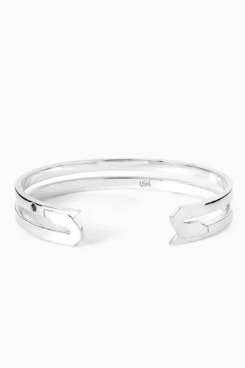 سوار مفتوح بتصميم حرف "ح" فضة إسترلينية