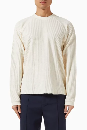 Long Sleeve Waffle T-shirt in Cotton