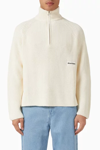 Funnel Knit Sweater in Cotton