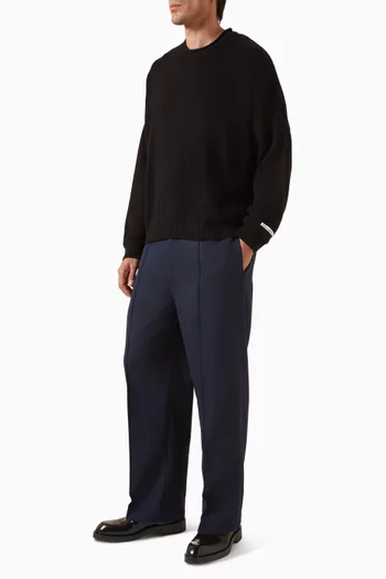 Loose knit Rolled Crewneck Sweatshirt