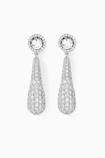 Diorra Detachable Drop Earrings in Rhodium-plated Brass