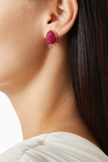 Crowned Ray Earrings in Plated Metal