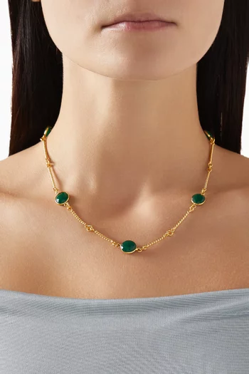 Gemstone Link Necklace in  18kt Gold-plated Metal