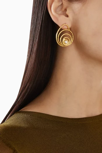 Swirl Pearl Earrings in Plated Metal