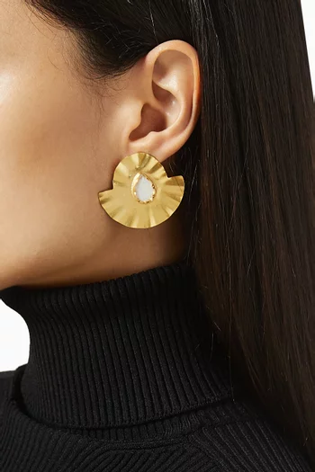 Ruffle Gemstones Earrings in Plated Metal