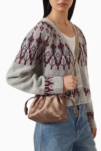 حقيبة فلامنكو ميني جلد عجل بنقشة مموجة