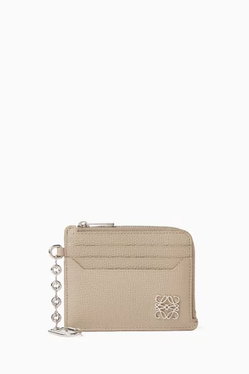 Anagram Square Coin & Card Case in Calfskin