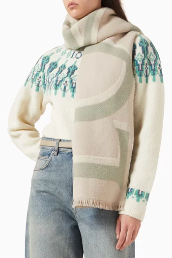 وشاح بشرّابات مزيج صوف وكشمير