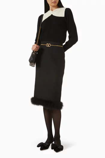 Feather-hem Skirt in Crepe Couture