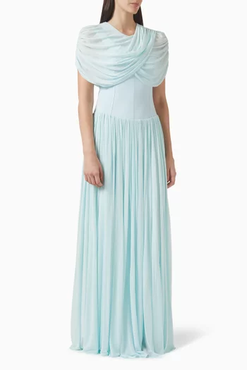 Nancie Cape Corset Maxi Dress