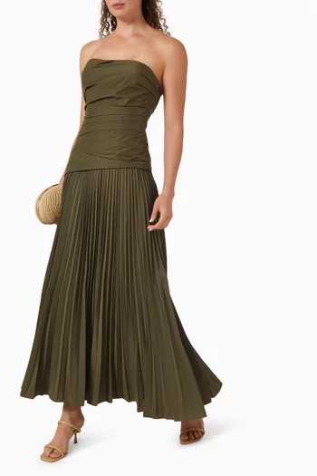 Aria Pleated Bustier Dress in Cotton Blend