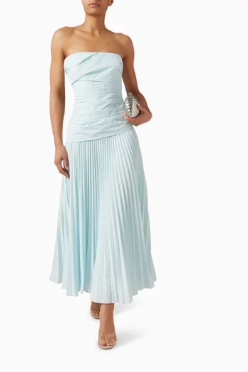 Arie Pleated Bustier Dress in Cotton Blend