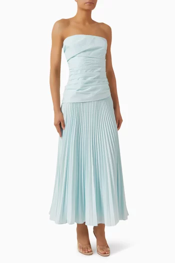 Arie Pleated Bustier Dress in Cotton Blend