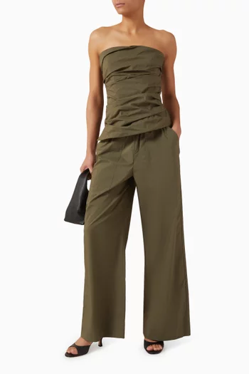 Ruched Bustier Top in Cotton Blend