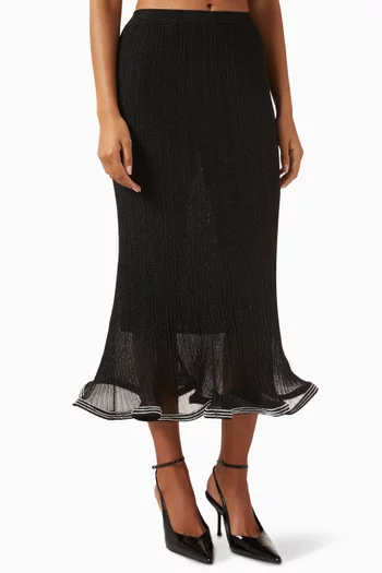 Brighton Midi Skirt in Metallic Plisse