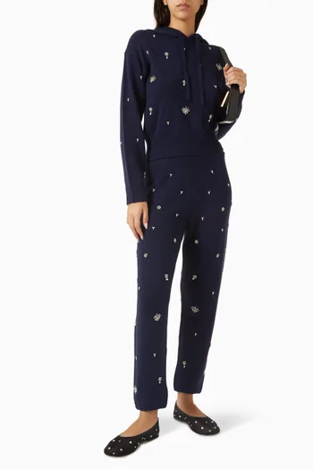 Kandace Embellished Sweatpants in Wool Blend