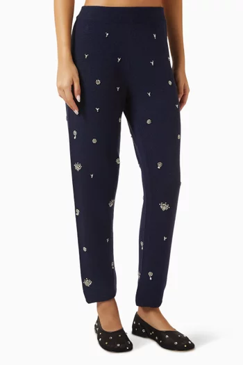 Kandace Embellished Sweatpants in Wool Blend