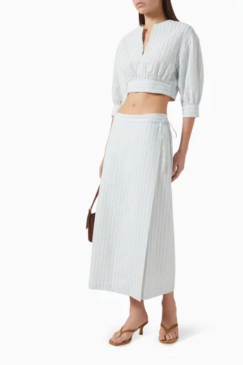 Monty Wrap Midi Skirt in Cotton Blend