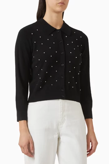 كارديغان مزين بتطريزات بأحجار الراين