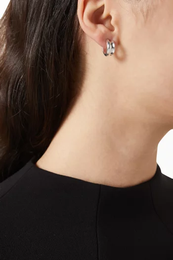 أقراط دائرية لينون ميني نحاس مطلي بلون فضي