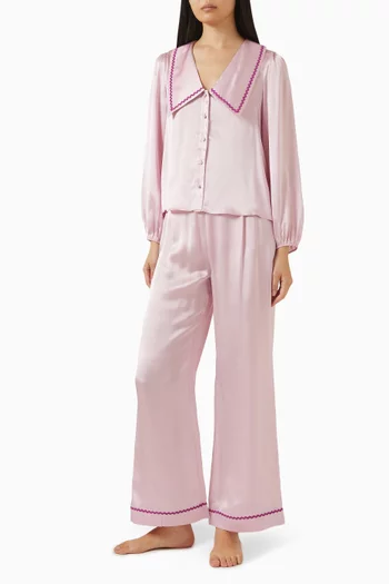 Frenchie Pyjama Set in Silk-satin