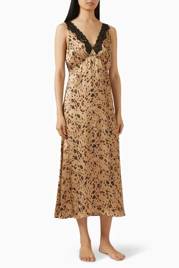 Shauna Leopard Midi Dress in Silk