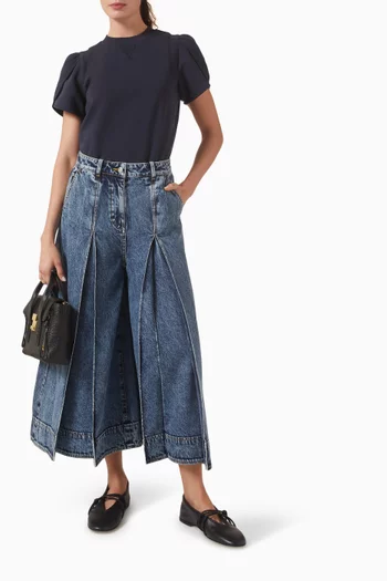 Pleated Culotte Jeans in Denim