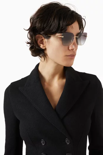 Rimless Cat-eye Sunglasses in Metal