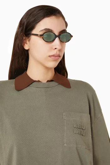 نظارة شمسية بإطار بيضاوي أسيتات