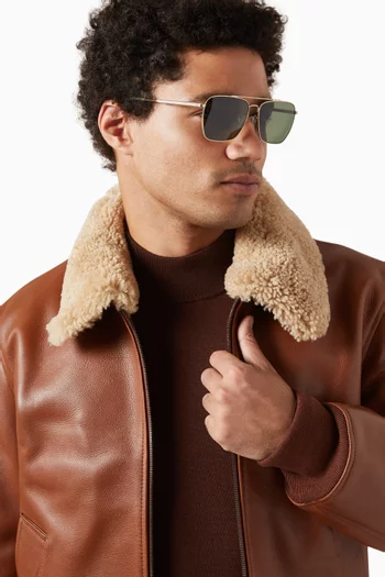 نظارة شمسية بإطار مربع معدن