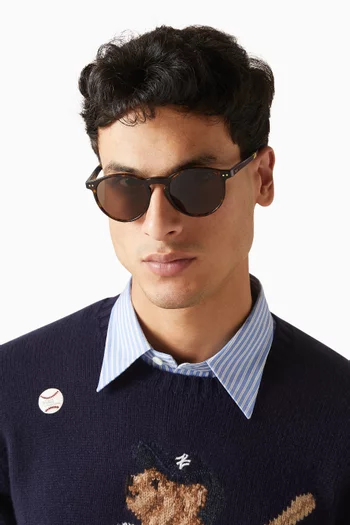 Rugby-Stripe Round Sunglasses in Acetate