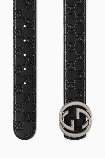 حزام بوجهين وشعار حرفي GG جلد