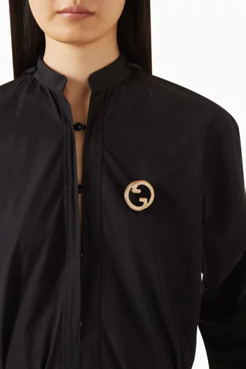 بروش بشعار GG مرصع بالكريستال نحاس