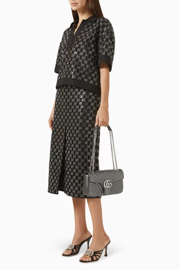 حقيبة كتف مارمونت متوسطة بشعار حرفي GG جلد لامع