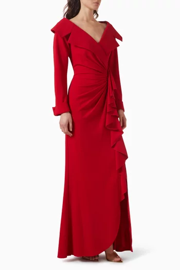 Ruffle Gown in Crepe