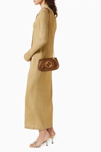 حقيبة كتف بلوندي صغيرة جلد لامع