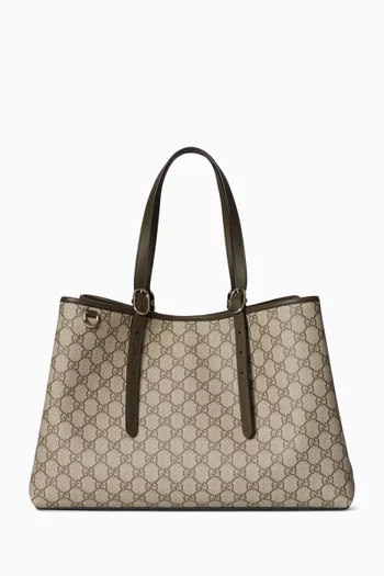 حقيبة يد كبيرة قنب بنقشة شعار حرفي GG