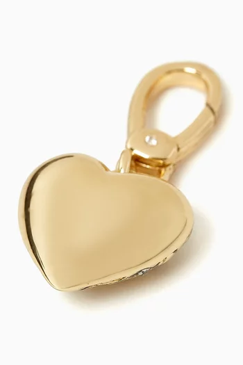 حلية قلب بتصميم مبطن وشعار الماركة نحاس مطلي