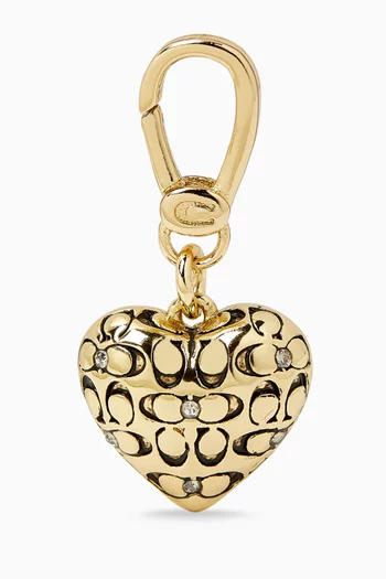 حلية قلب بتصميم مبطن وشعار الماركة نحاس مطلي