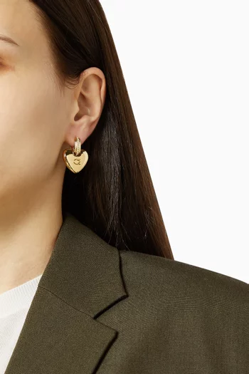 أقراط متدلية بتصميم قلب منفوخ نحاس مطلي