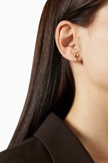 Heart Key Stud Earrings in Plated Brass