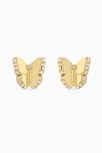 أقراط بتصميم فراشة مرصعة بأحجار بافيه نحاس مطلي