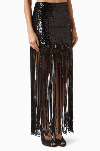 Kendra Sequin-embellished Fringe Skirt