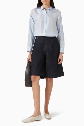 قميص بنقشة مخططة وشبه شفاف حرير