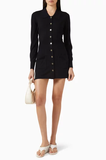 فستان بولو منسوج من صوف مارينو