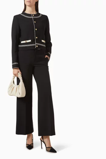 بنطال بريم بقصة ساق واسعة مزيج فيسكوز